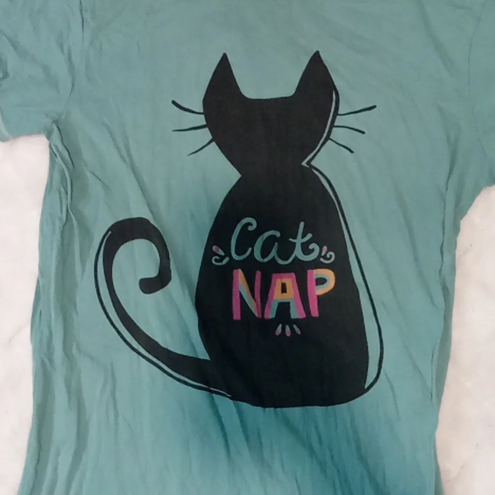 Lazy One Cat Nap Tee - Teal and Black
